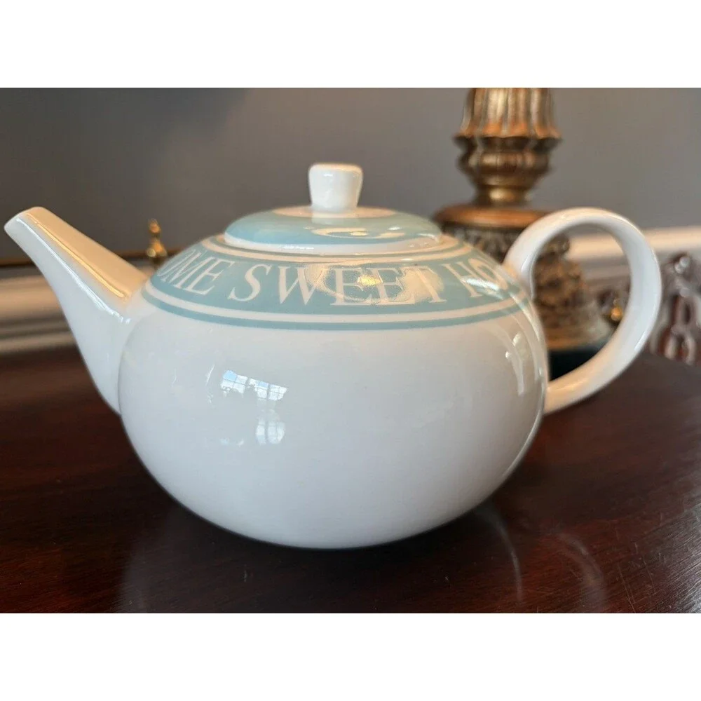 Waterside Fine China Blue and White Home Sweet Home Tea Set Vintage 3 Piece